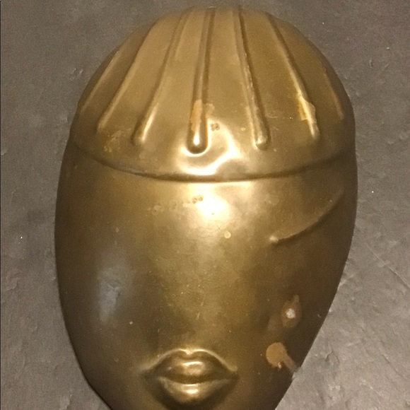 Rare Handmade Copper African Tribal Mask - Picture 3 of 5